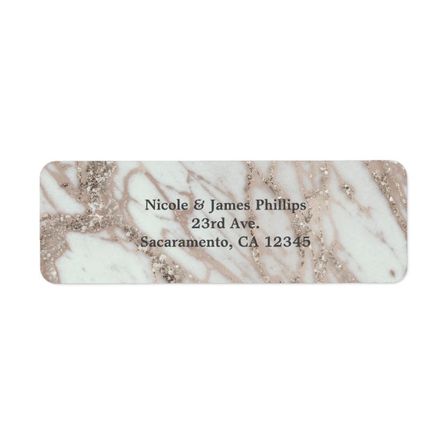 Marble Glam Rose Pink Gold Silver Designer Chic Label (Front)