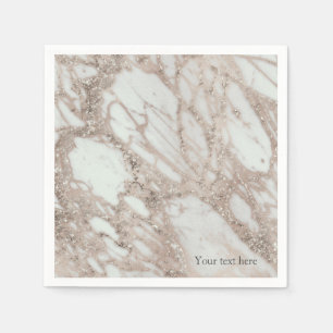 Marble Glam Rose Pink Gold Silver Designer Style Napkins
