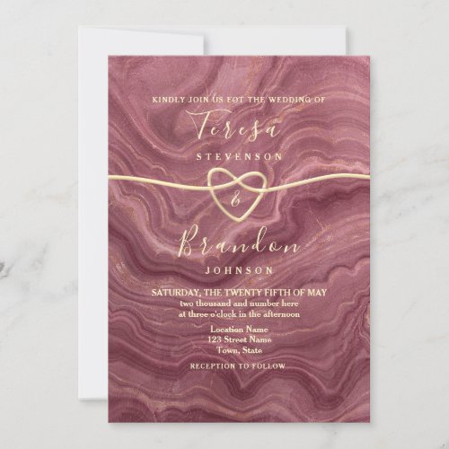 Marble Glitter Burgundy Wedding Invitation