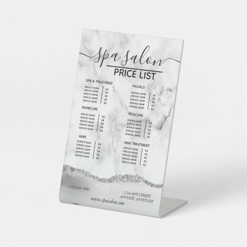 Marble Glitter  Business Price List Pedestal Sign