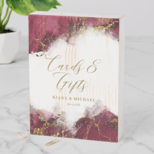 Marble Glitter Cards & Gifts Burgundy Gold ID644 Wooden Box Sign