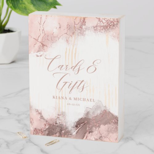 Marble Glitter Cards  Gifts Rose Gold ID644 Wooden Box Sign
