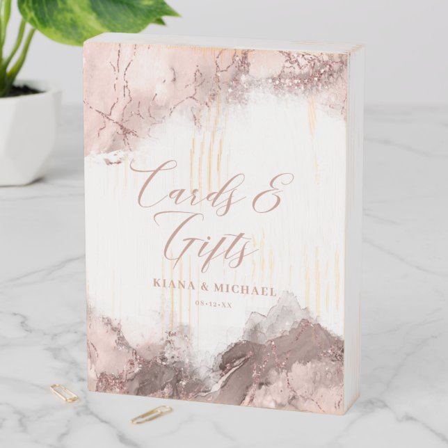 Marble Glitter Cards & Gifts Rose Gold ID644 Wooden Box Sign (In Situ Vertical)