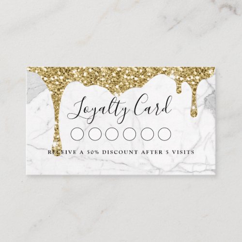 Marble  Glitter Drop Salon  Spa Loyalty Business Business Card