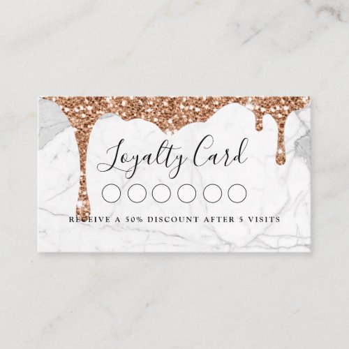 Marble  Glitter Drop Salon  Spa Loyalty     Business Card
