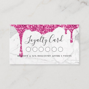 Marble & Glitter Drop Salon & Spa Loyalty Business Card