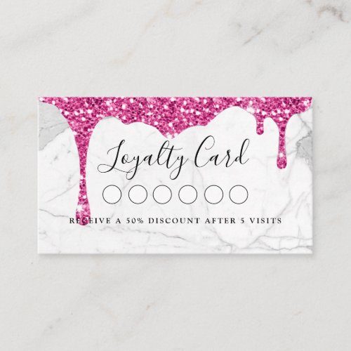 Marble  Glitter Drop Salon  Spa Loyalty      Business Card