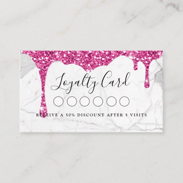 Marble & Glitter Drop Salon & Spa Loyalty      Business Card (Front)