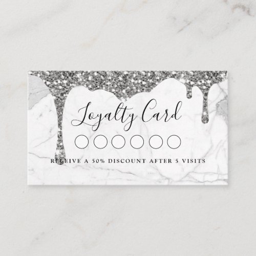 Marble  Glitter Drop Salon  Spa Loyalty  Business Card