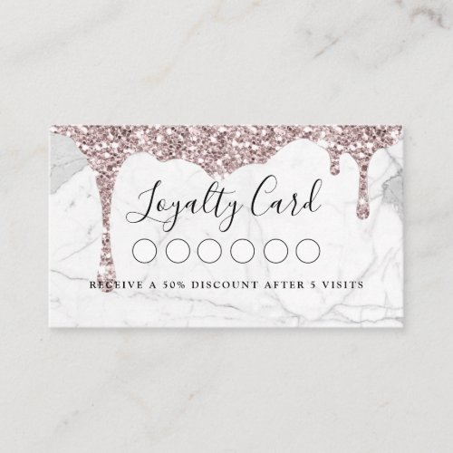 Marble  Glitter Drop Salon  Spa Loyalty Business Card