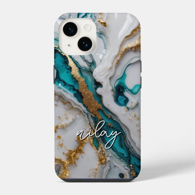 Marble Glitter Monogrammed Case- Mate iPhone Case (Back)