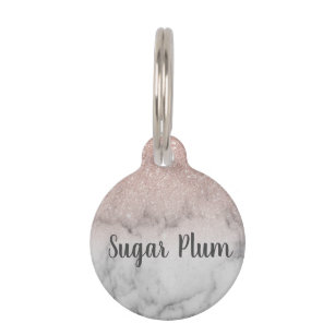 Marble Glitter Ombre Pet Dog Cat Lost Id Rose Gold Pet ID Tag