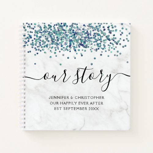 Marble Glitter Our Story Memories Couples Notebook