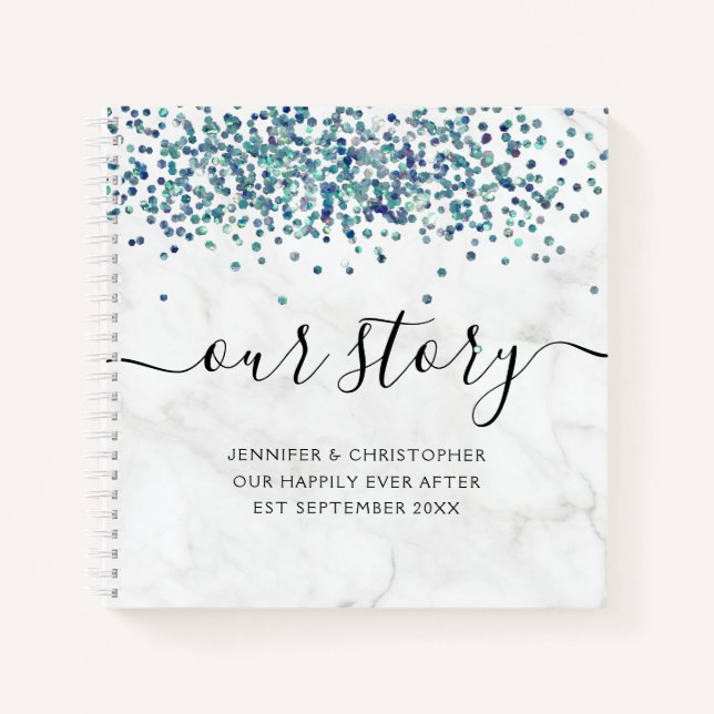 Marble Glitter Our Story Memories Couple's Notebook (Front)