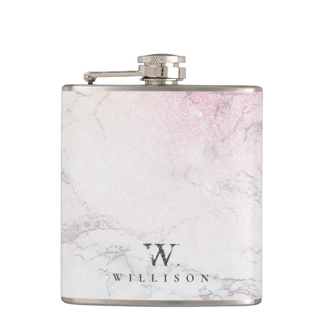 Marble Glitter Personalized design Flask (Front)