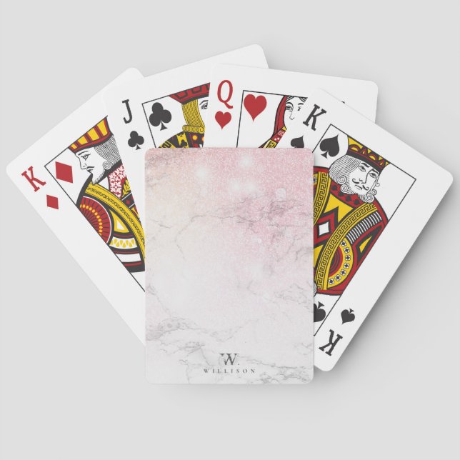 Marble Glitter Personalized design Poker Cards (Back)