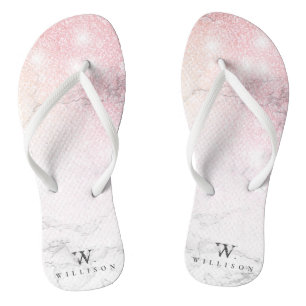 Marble Glitter Personalized Flip Flops