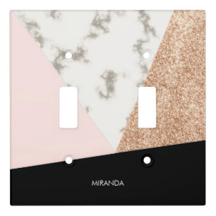 Marble Glitter Rose Mosaic Light Switch Cover