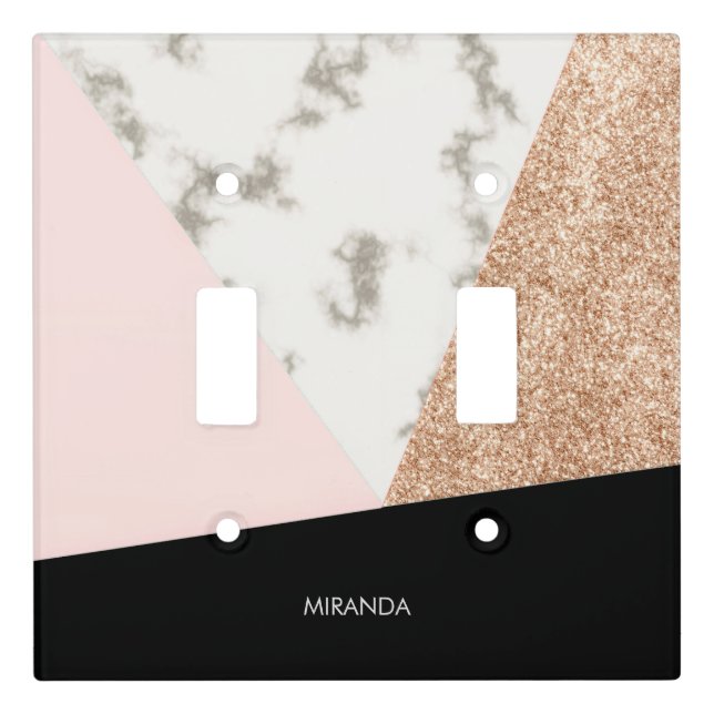 Marble Glitter Rose Mosaic Light Switch Cover (Front)