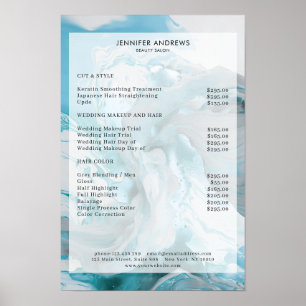Marble Glitter Salon Price List Poster