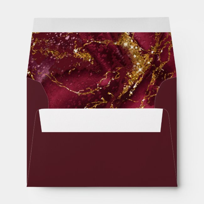 Marble Glitter Wedding Burgundy Gold ID644 Envelope