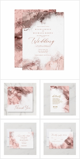 Marble Glitter Wedding Rose Gold