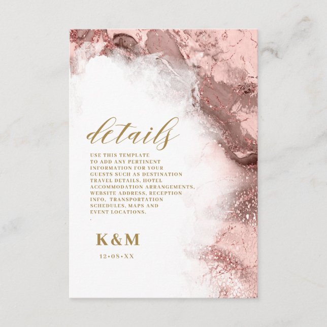Marble Glitter Wedding Rose Gold ID644 Enclosure Card (Front)