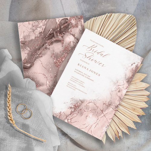 Marble Glitter Wedding Rose Gold ID644 Invitation