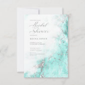 Marble Glitter Wedding Teal Silver ID644 Invitation (Front)