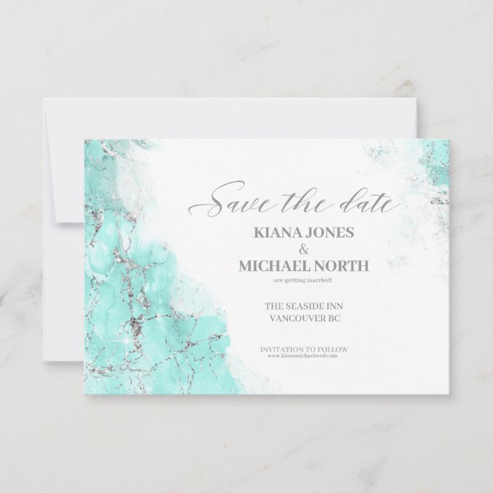 Teal Save the Date Wedding Save The Date