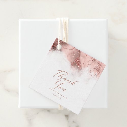 Marble Glitter Wedding Thanks Rose Gold ID644 Favor Tags