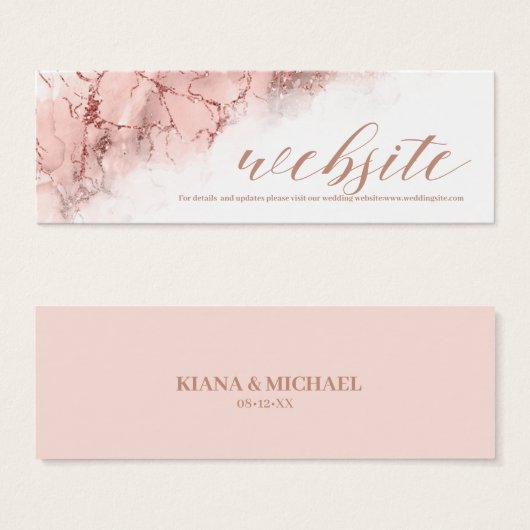 Marble Glitter Wedding Website Rose Gold ID644 (Front & Back)