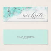 Marble Glitter Wedding Website Teal Silver ID644 (Front & Back)