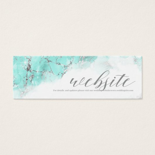 Marble Glitter Wedding Website Teal Silver ID644 (Front)