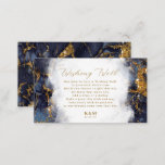 Marble Glitter Wishing Well V1 Navy Blue ID644 Enclosure Card<br><div class="desc">An abstract background reminiscent of marble in shades of navy blue veined with glittering gold is the backdrop for elegant script text and modern design layouts in the pieces of this beautiful wedding suite. The wedding 'Wishing Well' enclosure card shown here is version one of three different poems we've written...</div>