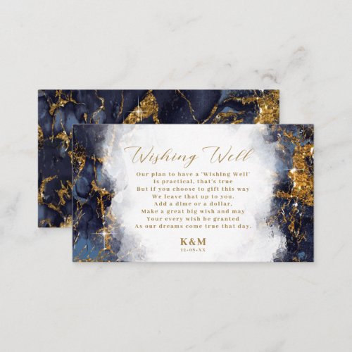Marble Glitter Wishing Well V1 Navy Blue ID644 Enclosure Card