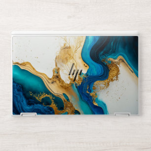 Marble Gold and navy blue Metallic Stone HP Laptop Skin