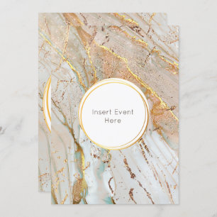 Marble gold blue orange agate geometric round invitation