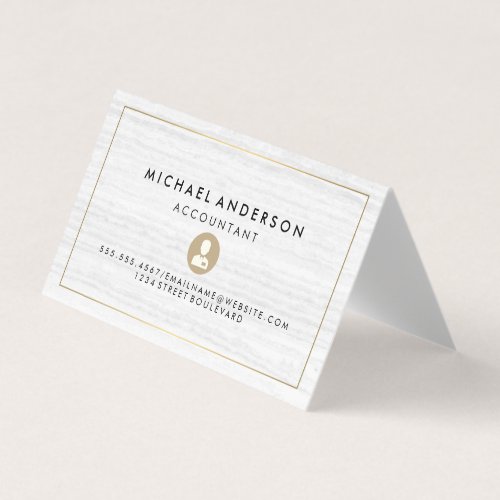 Marble Gold Border Business Icon Business Card