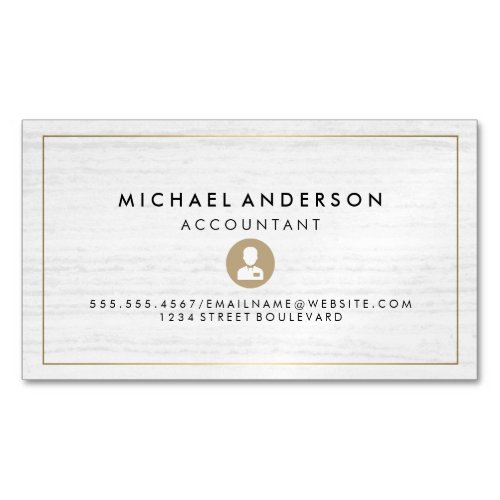 Marble Gold Border Business Icon Business Card Magnet