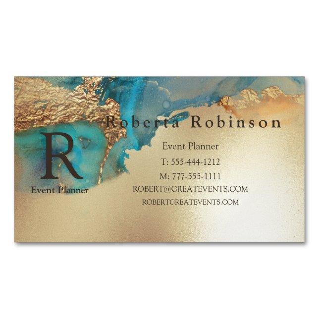 Marble Gold Business Card Magnet (Front)