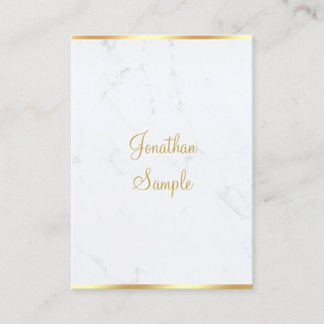 Marble Gold Calligraphy Script Elegant Template Business Card (Front)
