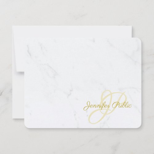 Marble Gold Calligraphy Script Text Modern Trendy Note Card