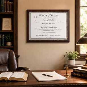 Marble & Gold Church Elder Certificate Ordination Award Plaque