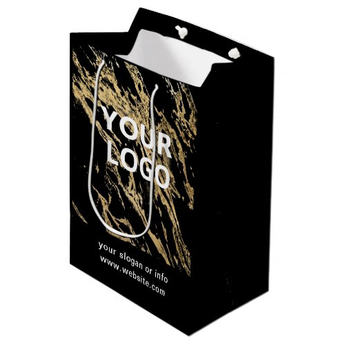 Marble Gold Custom Business Logo Medium Gift Bag