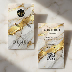 Marble Gold Earrings Display Card Elegant