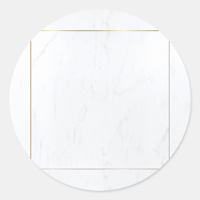 Marble Gold Frame Modern Elegant Blank Template Classic Round Sticker (Front)