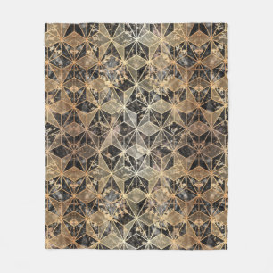 Marble & Gold Geometric Pattern Fleece Blanket