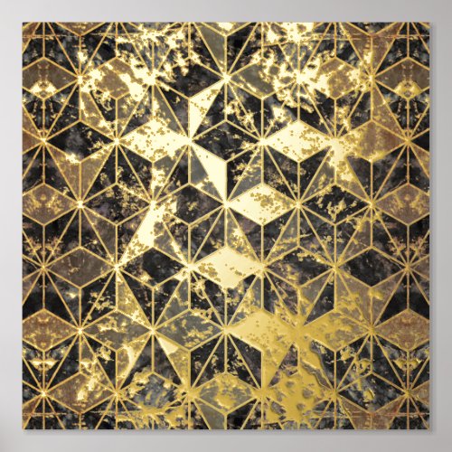 Marble  Gold Geometric Pattern Foil Prints