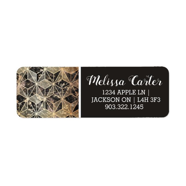Marble & Gold Geometric Pattern Label (Front)